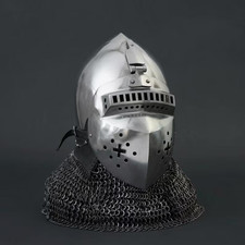 Steel Templar Knight Crusader Helmet: Wearable Medieval Cosplay Armor