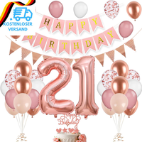 21. Geburtstag Deko RoséGold, Luftballon 21. Geburtstags, Geburtstagsdeko 21 Jah