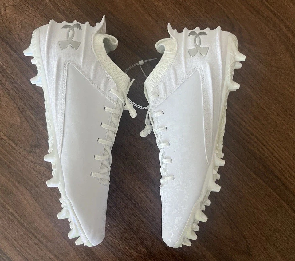 Under Armour Blur Smoke Suede 2.0 MC Football Cleats Men 3027978-101 White Sz 14 - Image 2 of 4
