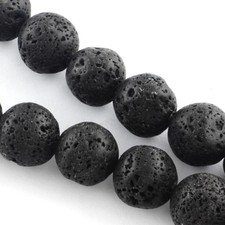 10 Strands Black Natural Lava Gemstone Round Bead Strands 8 9mm Hole 1.5mm 15.7"