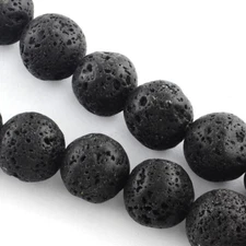 10 Strands Black Natural Lava Gemstone Round Bead Strands 8~9mm Hole 1.5mm 15.7"