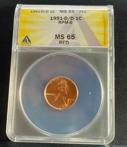 1951 D/D RPM-006, Lincoln, ANACS, MS65 Red, *Difficult Certified Variety* (HA)