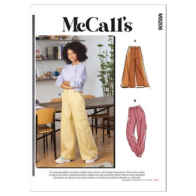 Misses' Cargo Pants Sewing Pattern Kit Code M8206 Sizes 6-8-10-12-14 Multicolor
