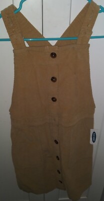 Gap Denim Corduroy Stretch Overalls Skirt Jumper Dress Cognac