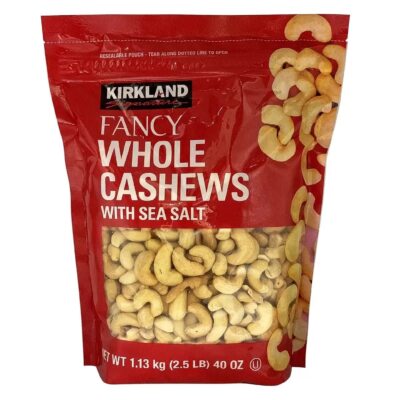 KIRKLAND SIGNATURE FANCY CASHEWS WITH SEA SALT 2.5 LB
