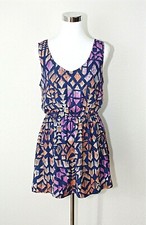 FOREVER 21 Casual Mini Sun Dress Sleeveless Open Back Multicolor Abstract L  #02