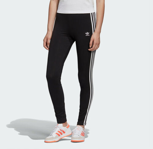 LEGGINGS ADIDAS ORIGINALS 3 RIGHE NERI UK 10-18 AUTENTICI QTY LIMITATA NUOVI - Foto 1 di 5