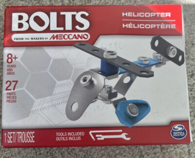 Kids Educational Toy Helicopter Bolts Erector Building Kit By Meccano 27 PC New