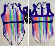 NEW Jordan Chiles GK Elite LEOTARD Gymnastics GLOW Rainbow BLING Sequin SIZE: AL