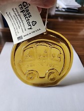 Glass reFractory Amber Glass School Bus Ornament Paper Weight Decoration