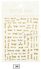 3D Gold Letters Nail Stickers Art DIY Designs Waterproof Decal Manicure Decor US