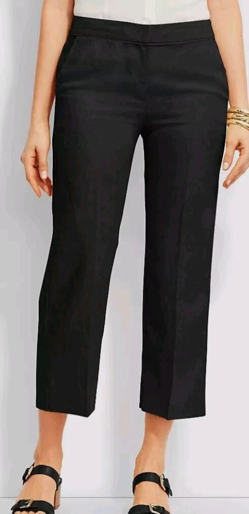 Talbots Women Pants Chelsea Capri Hight Waist Black Cotton 14 P Large NWT $69.00