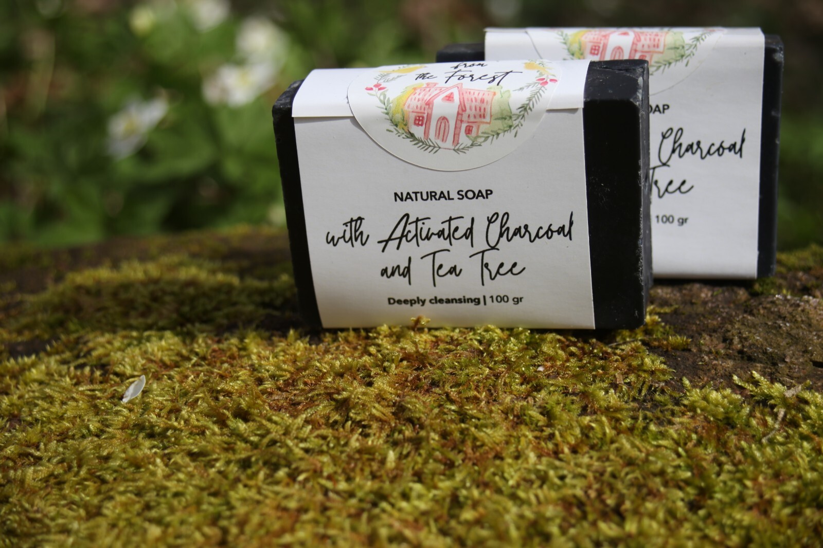 Jabón de sebo natural con carbón activado y árbol de té, 100gr, libre de toxinas