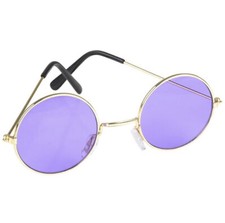 IR Purple Lens Round Hippie Style Sunglasses