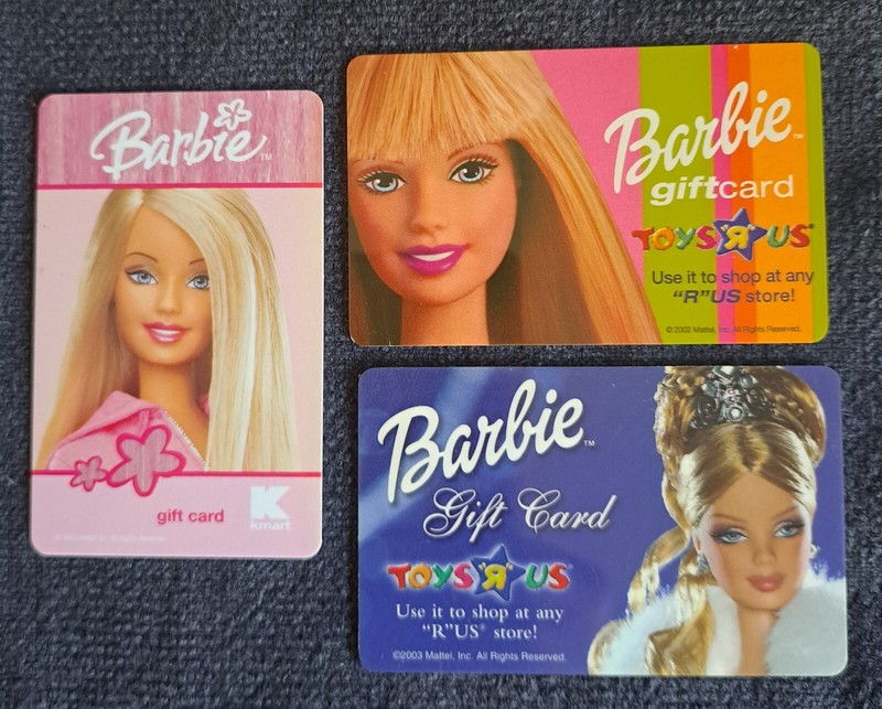 3 BARBIE Gift Card Lot 2 TOYS R US 2002 2003 & 1 Kmart ( $0 ) 