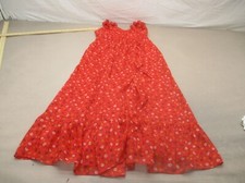 Madewell Size 2 Womens Floral Red Back Zip Ruffle Lightweight Maxi Sundress 701