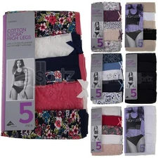 Ladies Top Uk Store Briefs Knickers 5 Pack High Leg Cotton Lycra M S L XL Multi