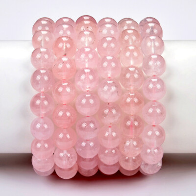 Natural Gemmy Mozambique Rose Quartz 8MM 10MM 7.5 inch Round Bracelet(S22)