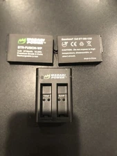 2 Wasabi Power Battery for GoPro Fusion and GoPro ASBBA-001 + Charger, No Cable