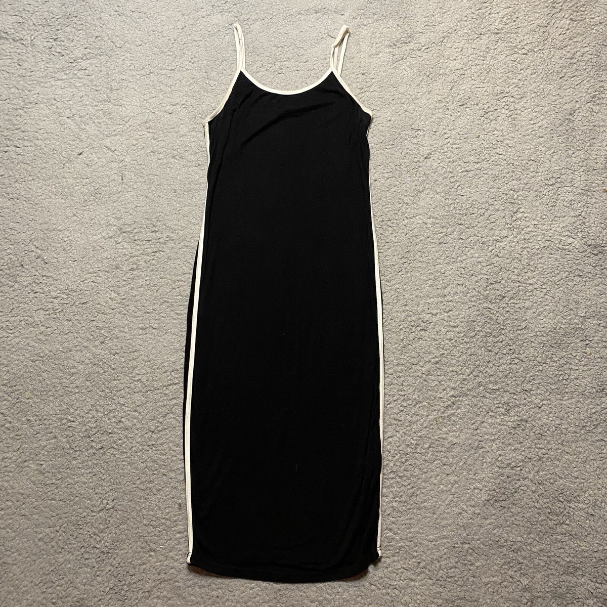 black dress with white stripe down the side DKNY Women's Balance Compression Side Stripe Dress in Black/Eggnog