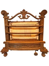 Antique Cast Iron Humphrey Radiant fire Fireplace Gas Grate Insert Lion Heads