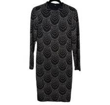 Nine West Glitter Sheath Dress Pencil Fully Lined Back Zip Black Bronze Women 4