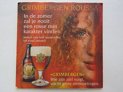 BEER Brewery COASTER ~ GRIMBERGEN Roussa Biere  (Retired) ~ BELGIUM Since 1128