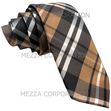 New Men's Vesuvio Napoli plaid 2.5" skinny Neck Tie Necktie only Wedding Brown