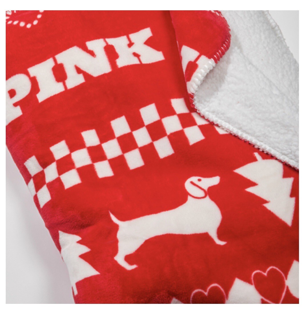 Victoria Secret PINK Cozy Plush Blanket 60 x50 Red Pepper Fair Aisle