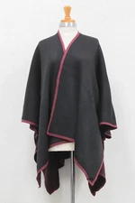 Women's Poncho Black Wine Color Size 100% Acrylic One Size Jones New York 