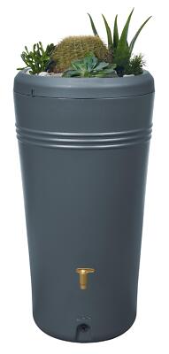 4rain AZURA 2in1 Regentonne Regenspeicher 230L Graphit Grau inkl Pflanzschale
