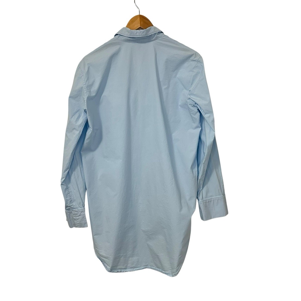 SKIMS Cotton Poplin Sleep Shirt Dress Sz Blue XS Oversized Long