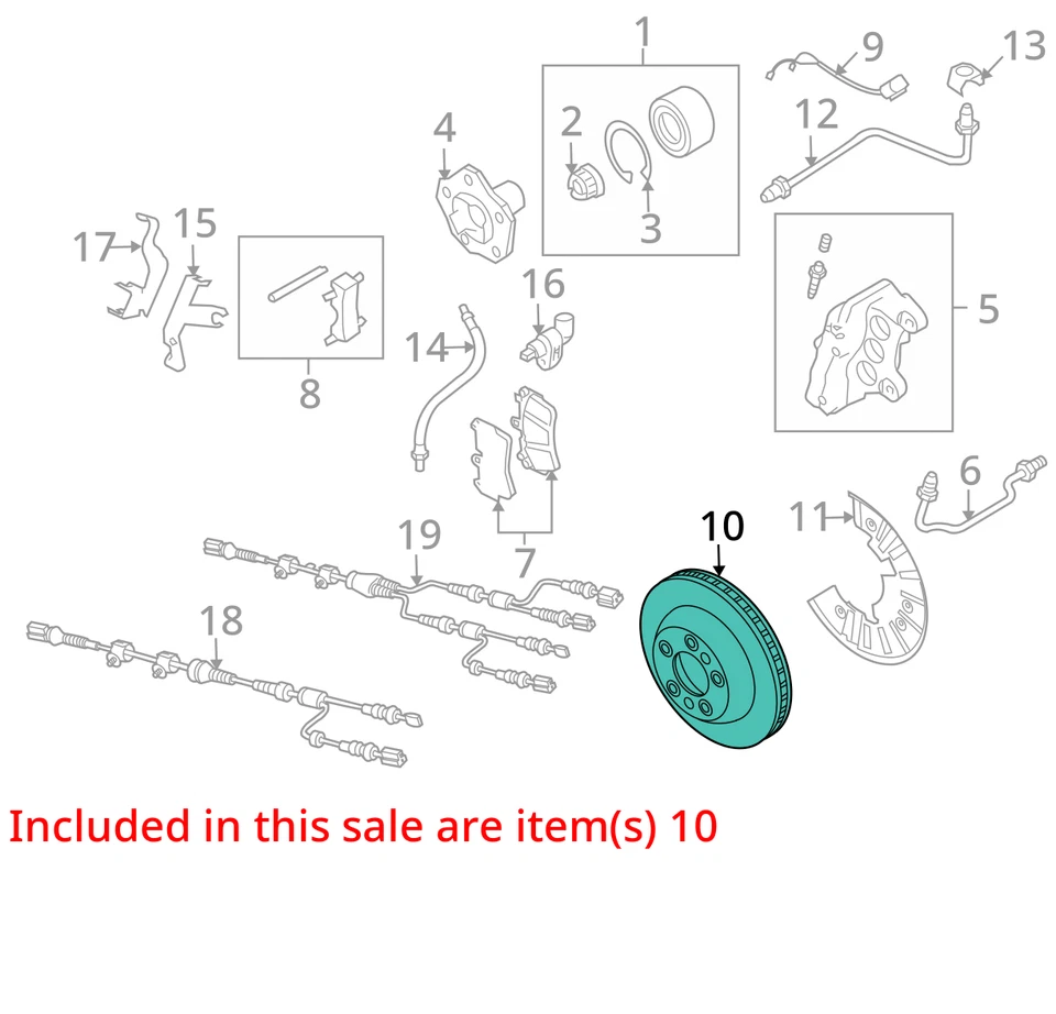 Rotor de freno de disco original Volkswagen 7L8615301 para Touareg 1 y 2 2004 a 2010 Foto 3 de 4
