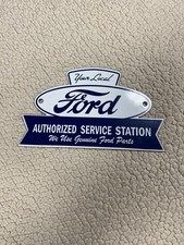 Vintage Porcelain Your Local Ford Authorized Service Station Sign 5 Tall