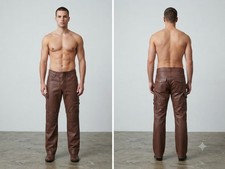 Mens Brown Padded Style Leather Pant Classic ...