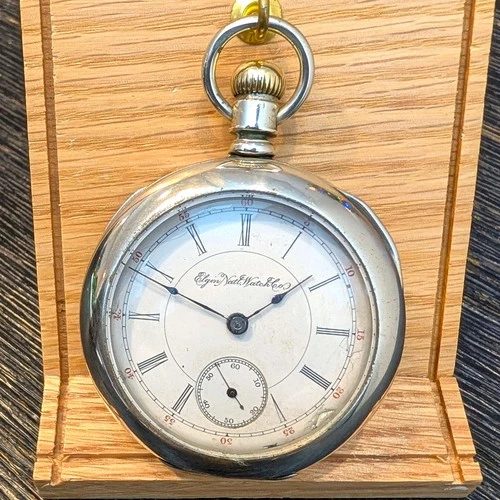 1895 Elgin Pocket Watch Grade 73 Open Face  7 Jewels 18s U.S.A. Roman Numerals