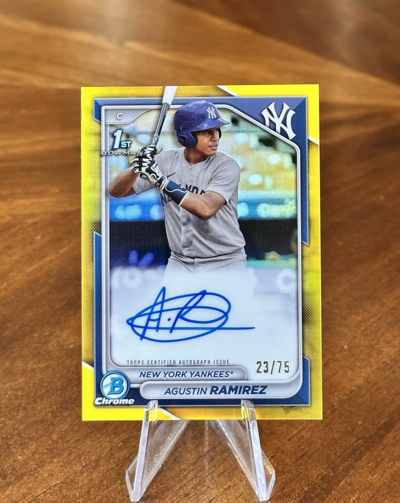 2024 Bowman Chrome #CPA-AR Agustin Ramirez 1st Bowman Auto Yellow Refractor/75