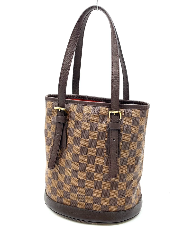 Auth Louis Vuitton Damier Ebene Marais Bucket N42240 Tote Bag W/Pouch/B SK060084 - Image 4 of 4