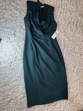 Calvin Klein Scuba Crepe V-Neck Short Sheath with Front Fold Detail