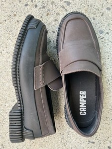 Camper PIX penny loafer flat slip on black brown women EU 38 US 8