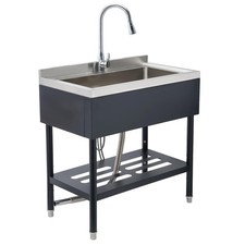 Stainless Steel Utility Sink ,Kitchen Prep Sink Laundry Sink w/ Pull-Out Faucet
