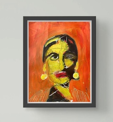 Hammond Original Expressionist Acrylic Portrait 11x14 Paper Wall Art