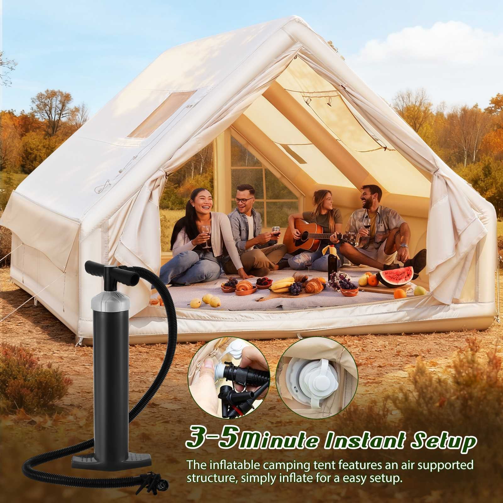 TOYANDONA Inflatable Camping Tents W/ Hand Pump Air Glamping Tents 6 Person Tent