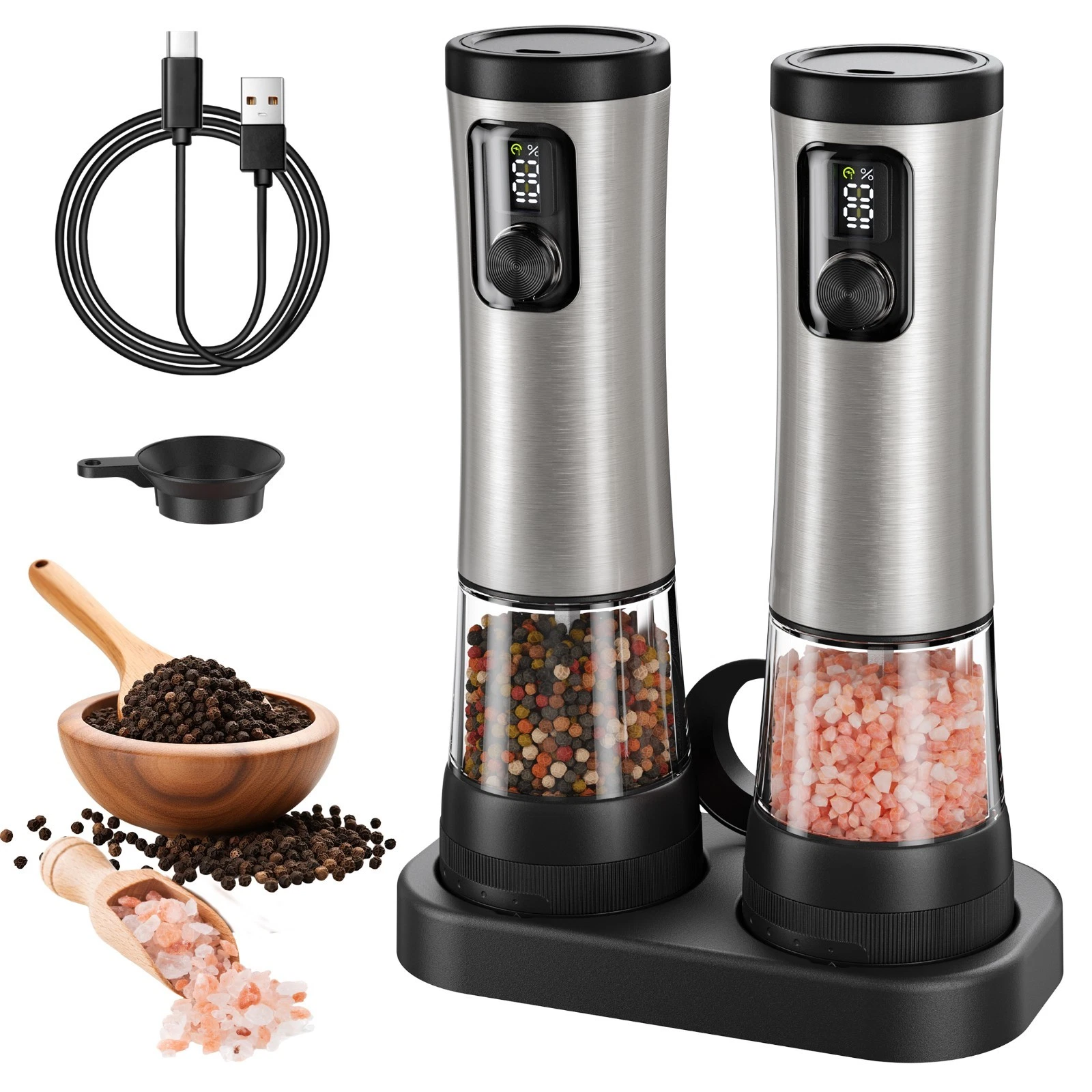 Moreblue Electric Salt and Pepper Grinder Set, Automatic Rechargeable Grinder
Opens in a new window