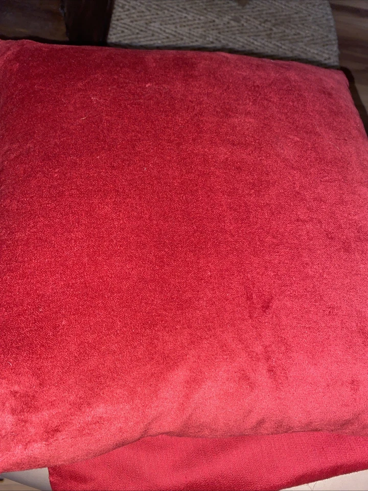 Crate & Barrel Jewel Pillow Covers (2) 18x18 Ruby Silk Blend Abstract Christmas - Image 3 of 4