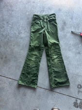 Vintage 70s Twister Olive Green Wide Leg Corduroy Bell Bottom Pants Size 00 XS