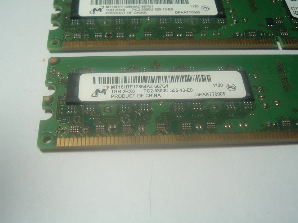 4 - Crucial PC2-5300 (DDR2-667) 1 GB UDIMM 667 MHz RAM Memory = 4GB TOTAL - Image 2 of 4
