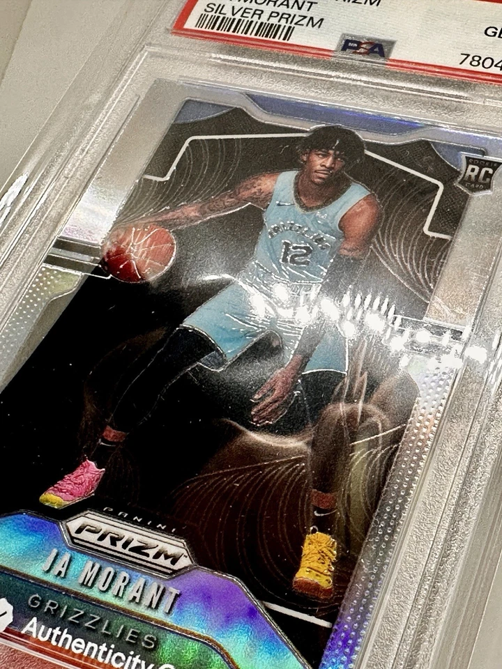 Panini Prizm #249 Ja Morant Silver Prizm RC 2019 novato PSA 10 gemas como nuevo Ea Fire Foto 4 de 4