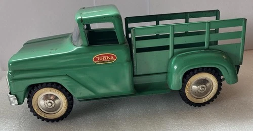 Vintage 1960s Tonka Step Side Pick Up Truck, Stake Bed, Green