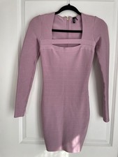 MARCIANO LA Guess lilac Bandage Dress Long Sleeve Cutout Mini Bodycon Sz XS